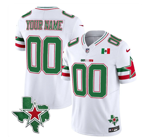 Men's Dallas Cowboys Active Player Custom White 2025 F.U.S.E. Mexico Vapor Limited Stitched Football Jersey